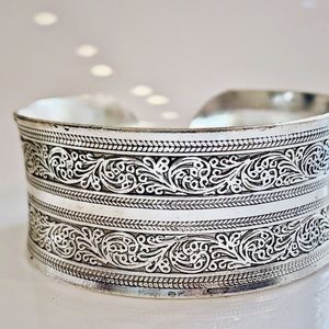 Maya Tibetan Silver Cuff Bracelet. Online only!